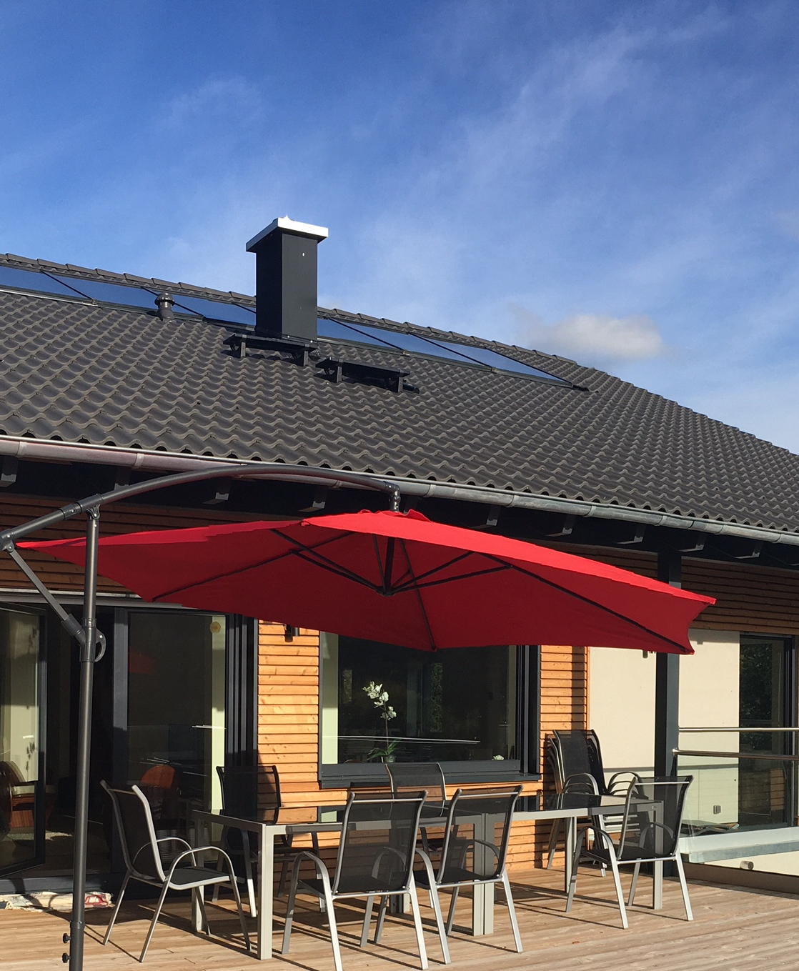 Expansive private terrace overlooking the Vosges landscape